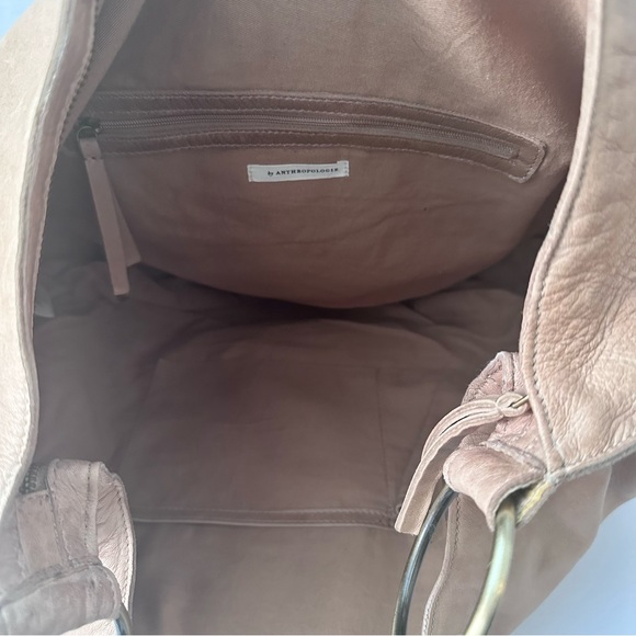 Anthropologie Slouchy Leather Shoulder Bag Lamb Sheep Oversized Tote Camel Tan - Picture 11 of 14
